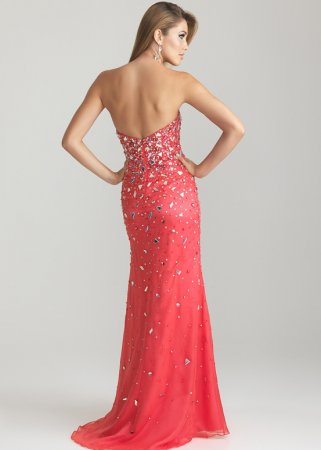 Sexy Beaded Strapless Side Split Sweetheart Long Dress For Prom